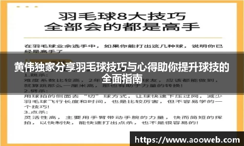 黄伟独家分享羽毛球技巧与心得助你提升球技的全面指南